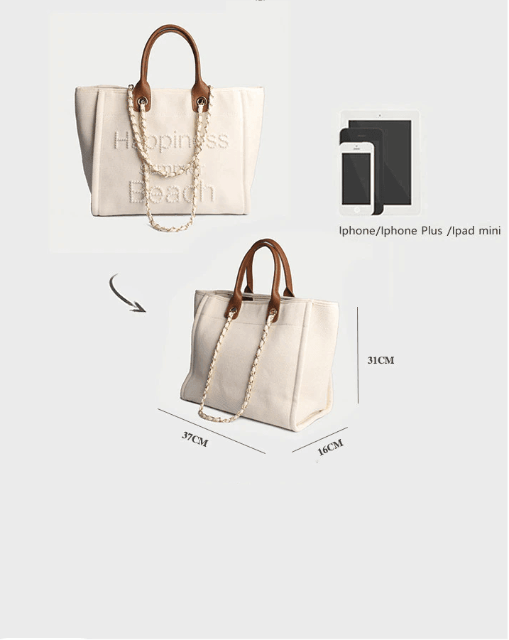 תיק בד של מותג ספרדי בשילוב חרוזי פנינה ובעיצוב מרשים להופעה נשית קלילה וטרנדית - לה איסלה