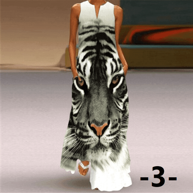 שמלת מקסי להעצמה נשית בהדפסים חזקים להופעה של מישהי שבטוחה בעצמה - לה איסלה