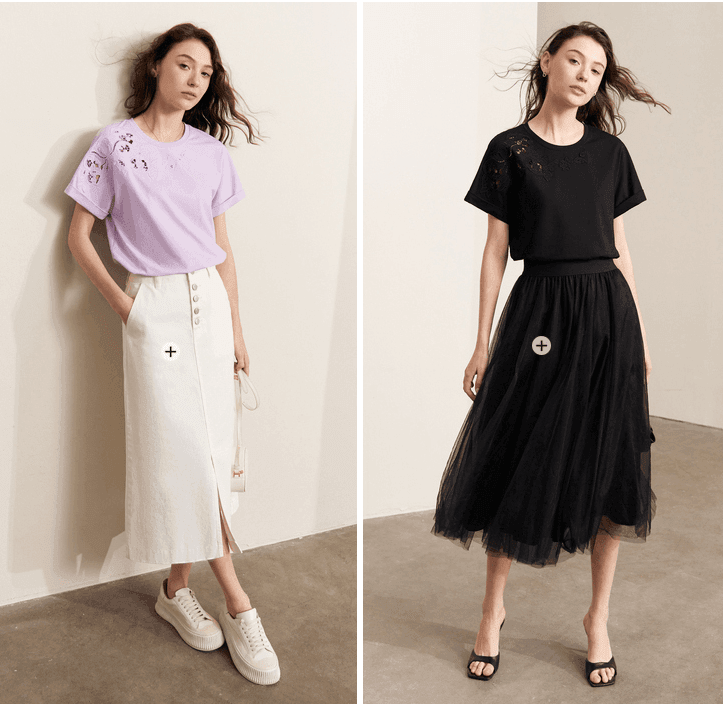 חולצת מעצב קצרה ברקמת תחרה מחוררת ומרהיבה בצורת פרחים ללוק נשי יוקרתי - לה איסלה