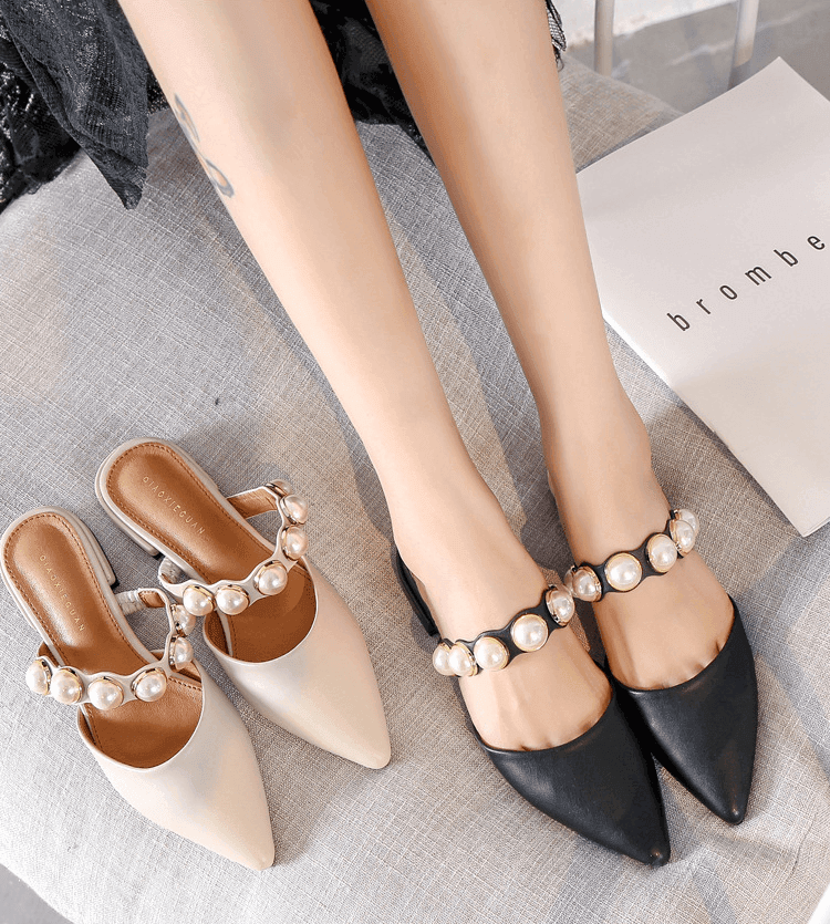 כפכף נשים שפיצי בגימור חרוזי פנינה אופנתיים להופעה נשית עדינה וללוק טרנדי נוכח - לה איסלה