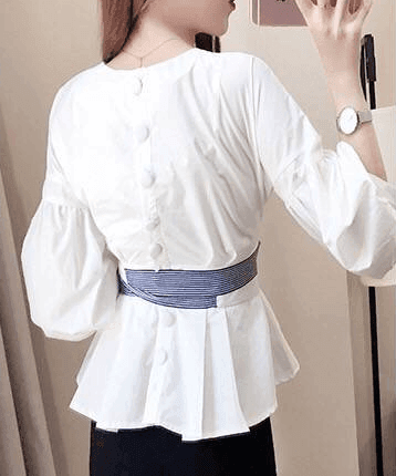 סט מושלם וחגיגי של חולצה אלגנטית תפוחה עם מכנס טייץ אלסטי עם שסע ללוק יפייפה - לה איסלה