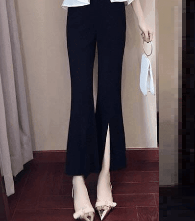 סט מושלם וחגיגי של חולצה אלגנטית תפוחה עם מכנס טייץ אלסטי עם שסע ללוק יפייפה - לה איסלה