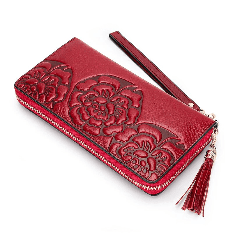 ארנק עור מצרפת בגימור פרחוני מהמם ללוק נשי עוצמתי ולהופעה משובחת - לה איסלה