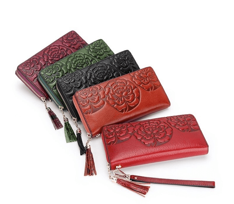 ארנק עור מצרפת בגימור פרחוני מהמם ללוק נשי עוצמתי ולהופעה משובחת - לה איסלה