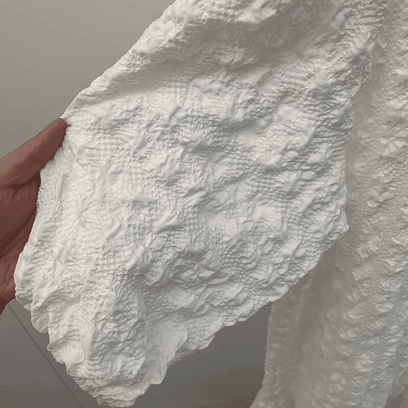 שמלת וופל כיווצים בגיזרת מקסי מכופתרת להופעה נשית מרהיבה וללוק מקסים שלך - לה איסלה