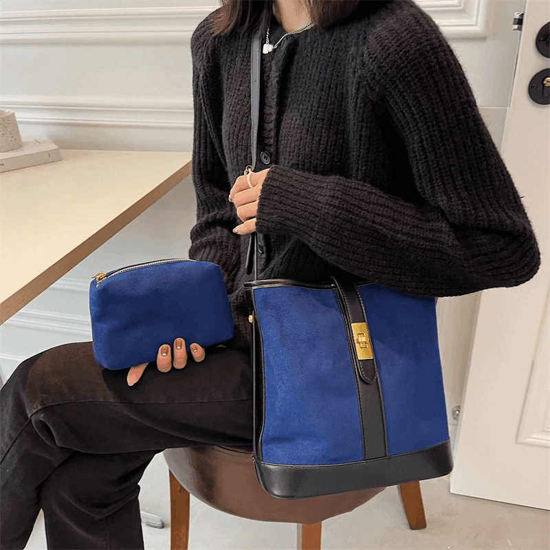 תיק זמש מפורטוגל בשילוב תיק איפור אישי יוקרתי להופעה מרשימה ומכובדת - לה איסלה