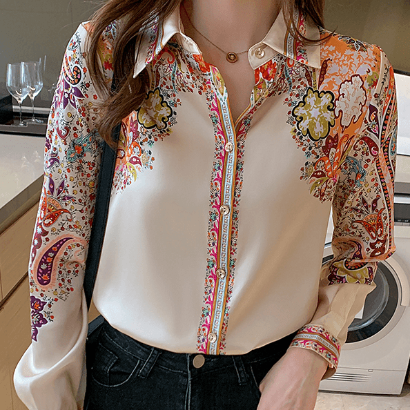 חולצת סטאן אתנית מהפנטת בגימור נשי מושך להופעה נשית רומנטית - לה איסלה