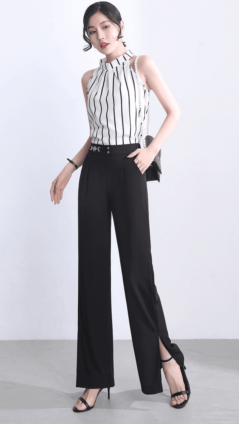 מכנס רחב בגיזרה נשית אלגנטית עם שסע עדין להופעה מרשימה וללוק משובח - לה איסלה