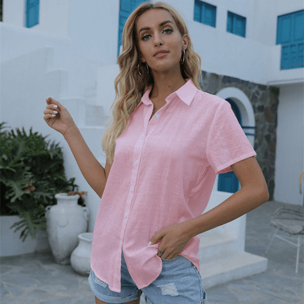 חולצת כותנה מהממת בגיזרה נשית מכופתרת עם צווארון להופעה מרשימה ליום יום - לה איסלה