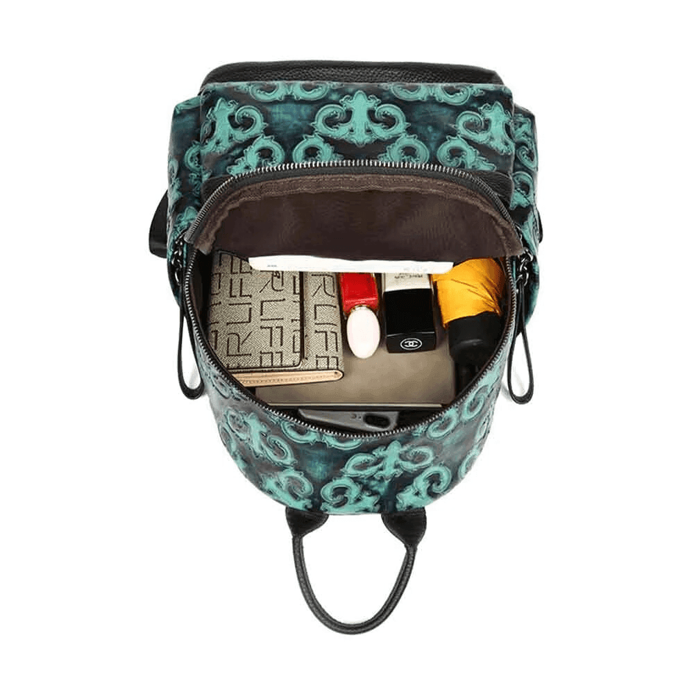 תיק גב אתני מעור שמתאים לאייפד בגיזרה נשית יוקרתית עם תאים חכמים ללוק מ-ש-ג-ע - לה איסלה