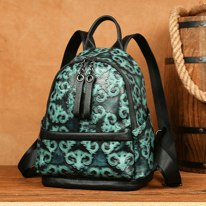 תיק גב אתני מעור שמתאים לאייפד בגיזרה נשית יוקרתית עם תאים חכמים ללוק מ-ש-ג-ע - לה איסלה