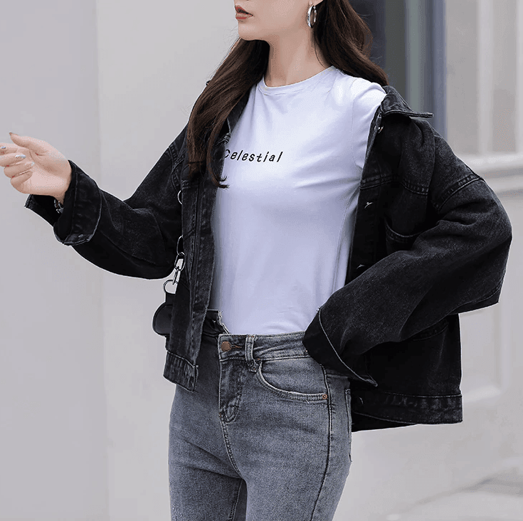 ג'קט ג'ינס משובח בשילוב דמות מיקי מאוס בזרקונים נוצצים ללוק נשי יפייפה - לה איסלה