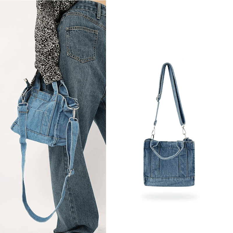 תיק אישי קטן מג'ינס לנשיאה של חפצים אישיים וללוק נשי טרדני מלא בסטייל - לה איסלה
