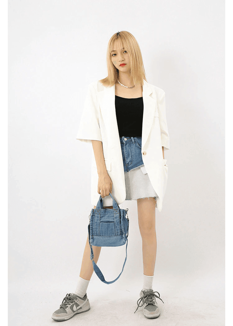 תיק אישי קטן מג'ינס לנשיאה של חפצים אישיים וללוק נשי טרדני מלא בסטייל - לה איסלה