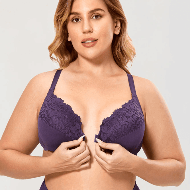 חזיית תחרה מהממת בסגירה קידמית מאזנת ללוק נשי ועדין - לה איסלה