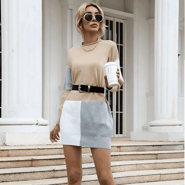 שמלת סריג עדינה בגימור צבעים עדין ואופנתי ללוק נשי מושך וייחודי - לה איסלה