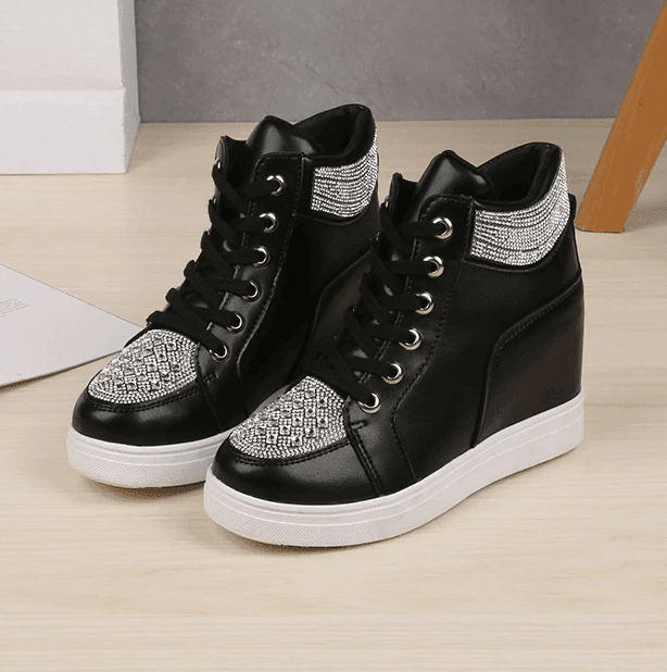 סניקרס פלטפורמה משגעות בגימור בסגנון סברובסקי ללוק נשי נוצץ - לה איסלה