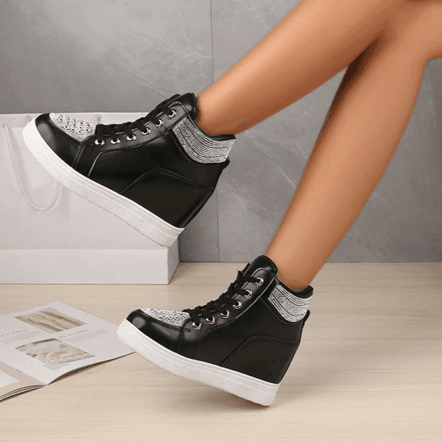 סניקרס פלטפורמה משגעות בגימור בסגנון סברובסקי ללוק נשי נוצץ - לה איסלה