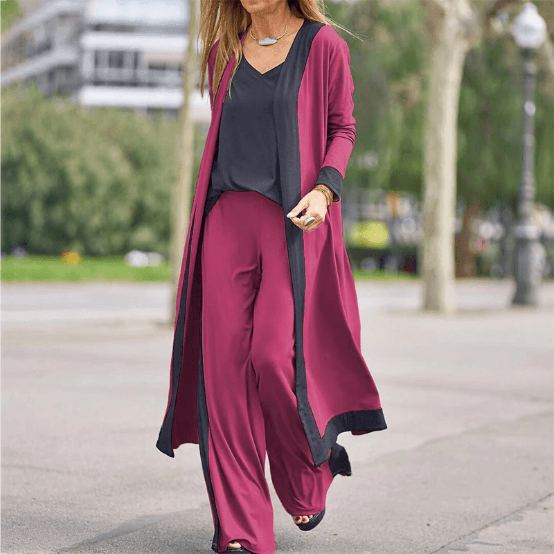 סט מושלם של 3 חלקים חולצת אוברסייז קרידגן נשפך ומכנס פדלפון ללוק נשי אותנטי - לה איסלה