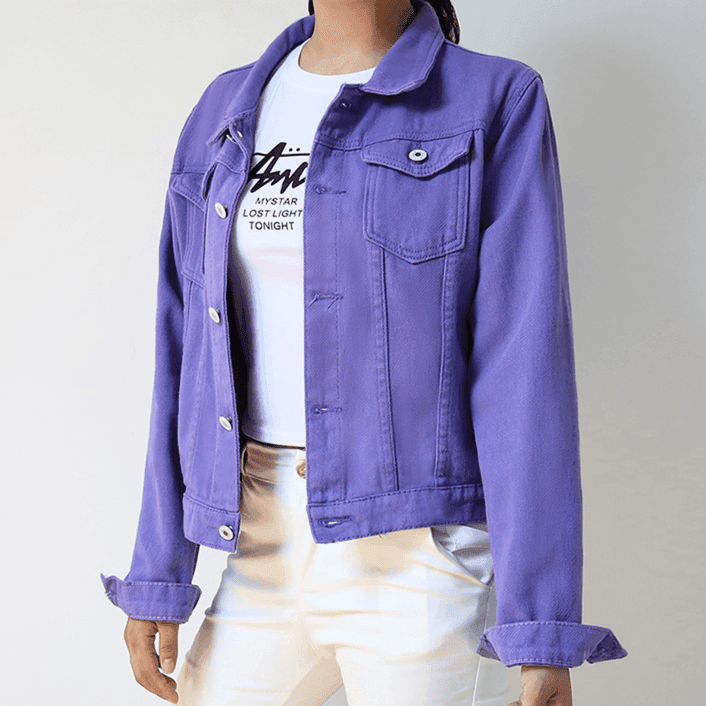 ג'קט ג'ינס ייחודי בצבעים צבעוניים ללוק שמושך תשומת לב ולהופעה נשית מדוייקת - לה איסלה