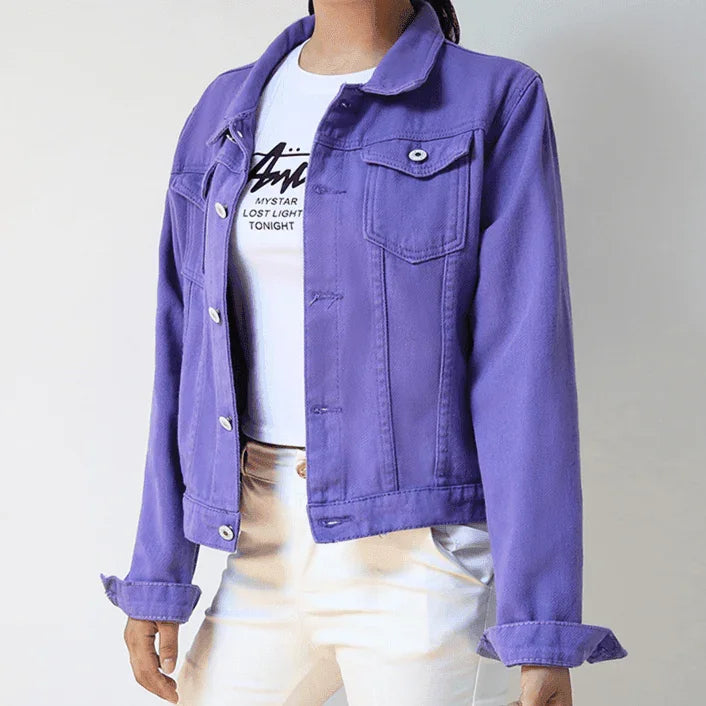 ג'קט ג'ינס ייחודי בצבעים צבעוניים ללוק שמושך תשומת לב ולהופעה נשית מדוייקת - לה איסלה