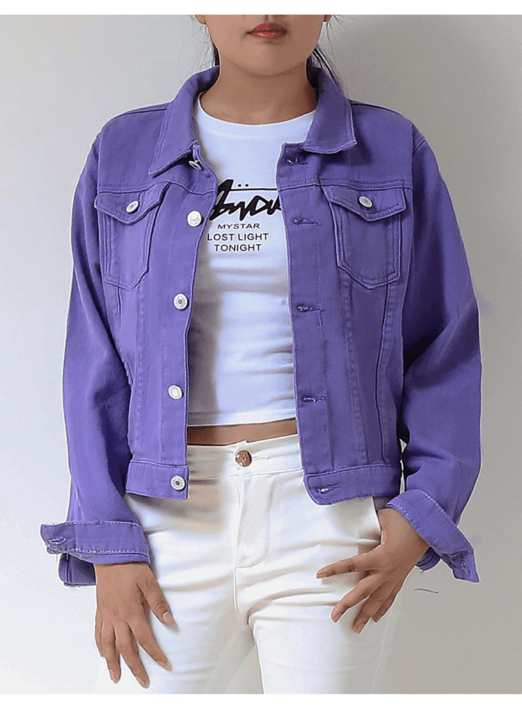 ג'קט ג'ינס ייחודי בצבעים צבעוניים ללוק שמושך תשומת לב ולהופעה נשית מדוייקת - לה איסלה