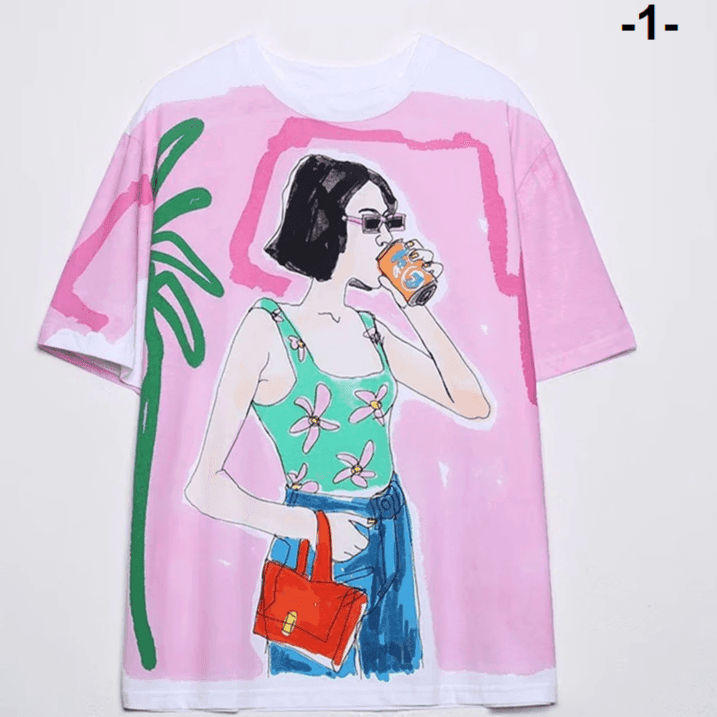 טי שירט כותנה מושקעת בגימור אופנתי של אישה עצמאית סוחפת ללוק מדוייק - לה איסלה