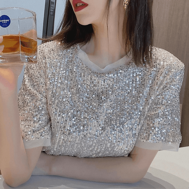 חולצת נצנצים מרהיבה בגיזרת לוס משגעת להופעה נשית מדוייקת ואופנתית - לה איסלה