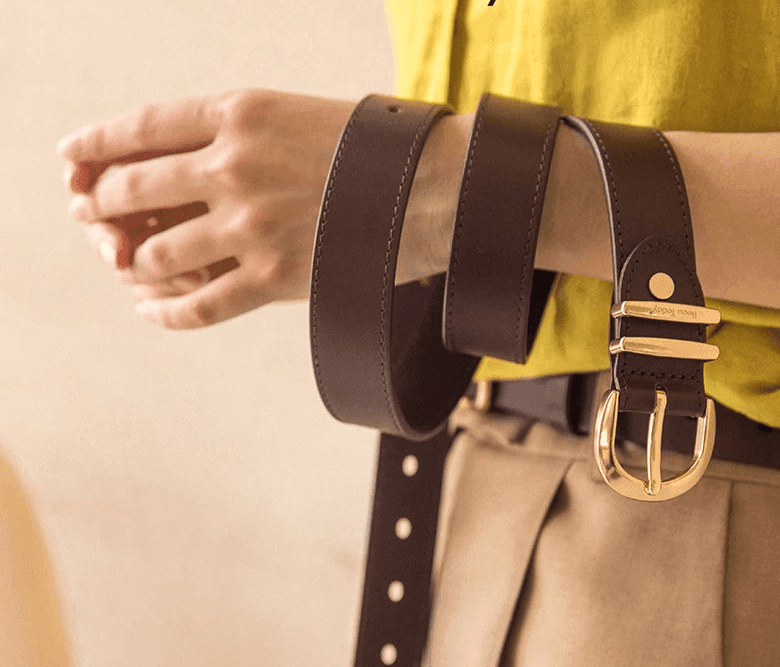 חגורת עור מקורית מאיטליה בשילוב זהב אותנטי ואופנתי להופעה טרנדית משודרגת - לה איסלה