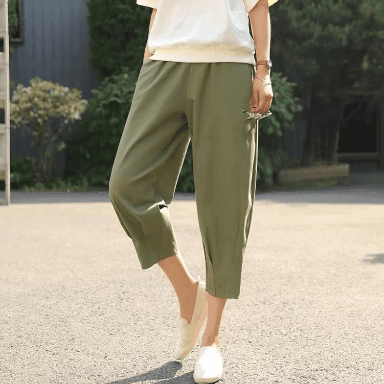 מכנס פשתן בגיזרת לוס מהממת ללוק יום יומי פרקטי ולהופעה אופנתית מדוייקת - לה איסלה