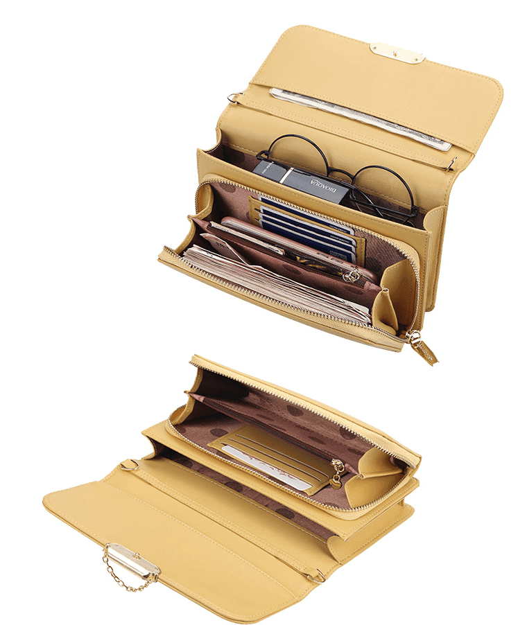 תיק שהוא ארנק בגיזרה מכילה בחלוקה פרקטית של תאים להופעה נשית מרהיבה - לה איסלה