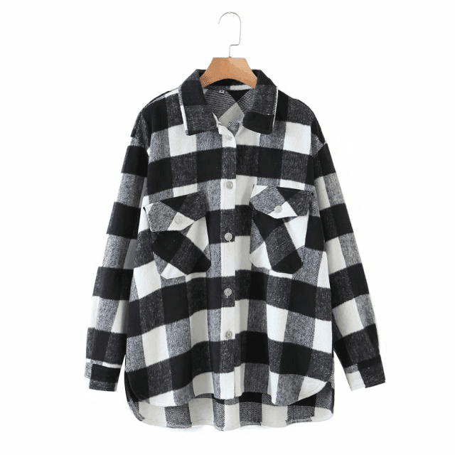 מעיל משובץ ומחמם בגיזרה קלילה ולא מתאמצת להופעה טרנדית עכשווית לוהטת - לה איסלה