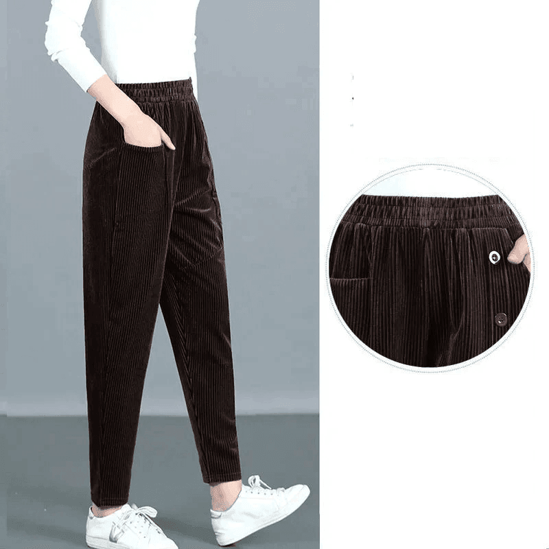 מכנס סטרצ'י מבד קטיפה מחמם בסיגנון לוס מושלם - לה איסלה