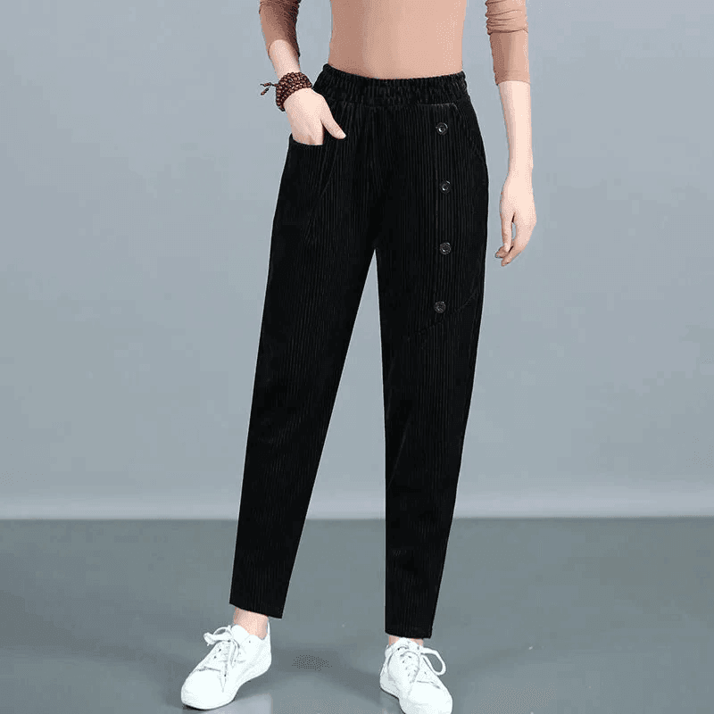 מכנס סטרצ'י מבד קטיפה מחמם בסיגנון לוס מושלם - לה איסלה