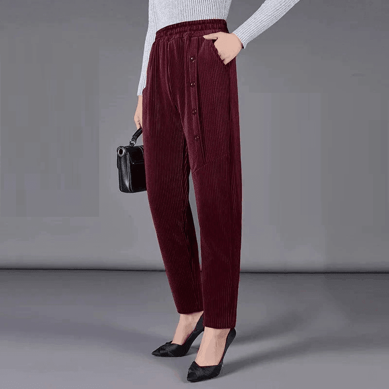 מכנס סטרצ'י מבד קטיפה מחמם בסיגנון לוס מושלם - לה איסלה