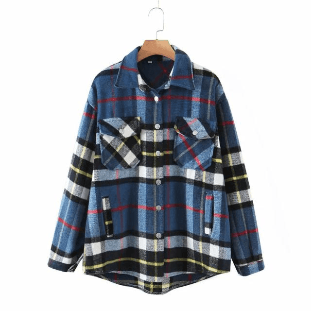 מעיל משובץ ומחמם בגיזרה קלילה ולא מתאמצת להופעה טרנדית עכשווית לוהטת - לה איסלה