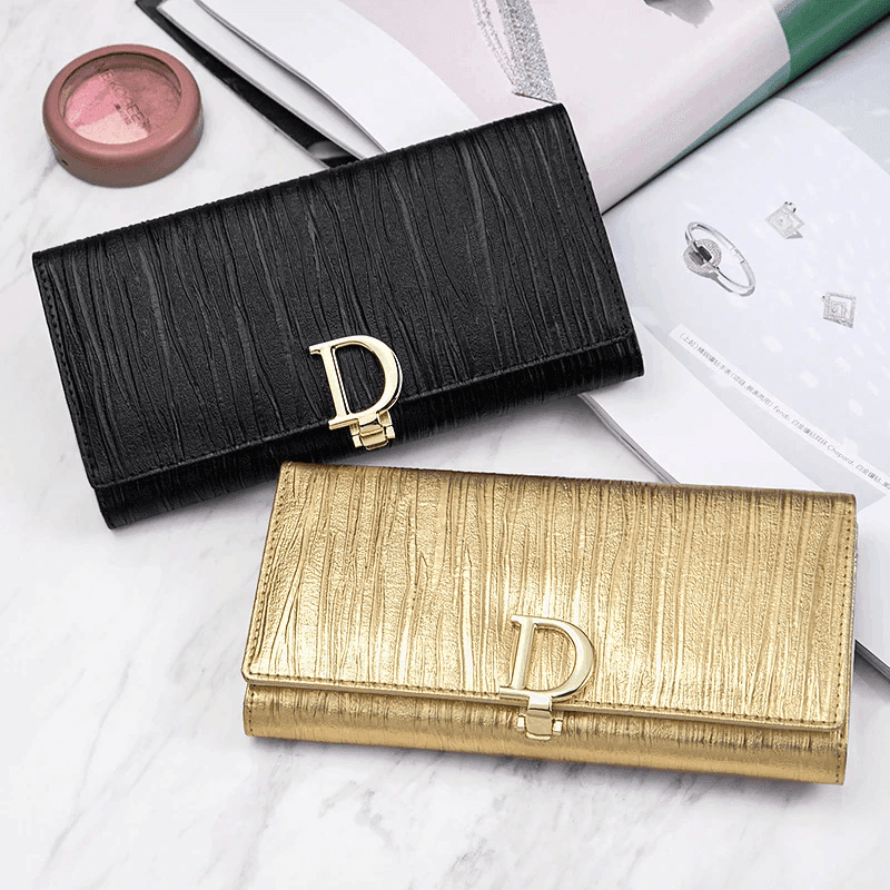 ארנק עור מקורי בסיגנון 'דיור' לאיחסון מרבי עם הרבה תאים ללוק טרנדי ולהופעה אופנתית - לה איסלה