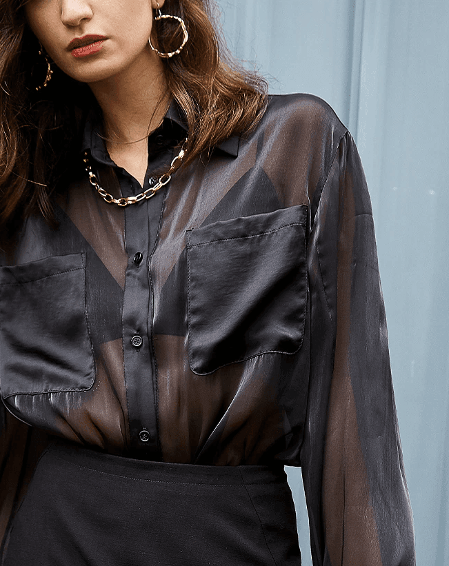 חולצת מעצב איטלקי שקופה בגיזרה נשית נשפכת ללוק שתמיד תרגישי בו נוכחת - לה איסלה