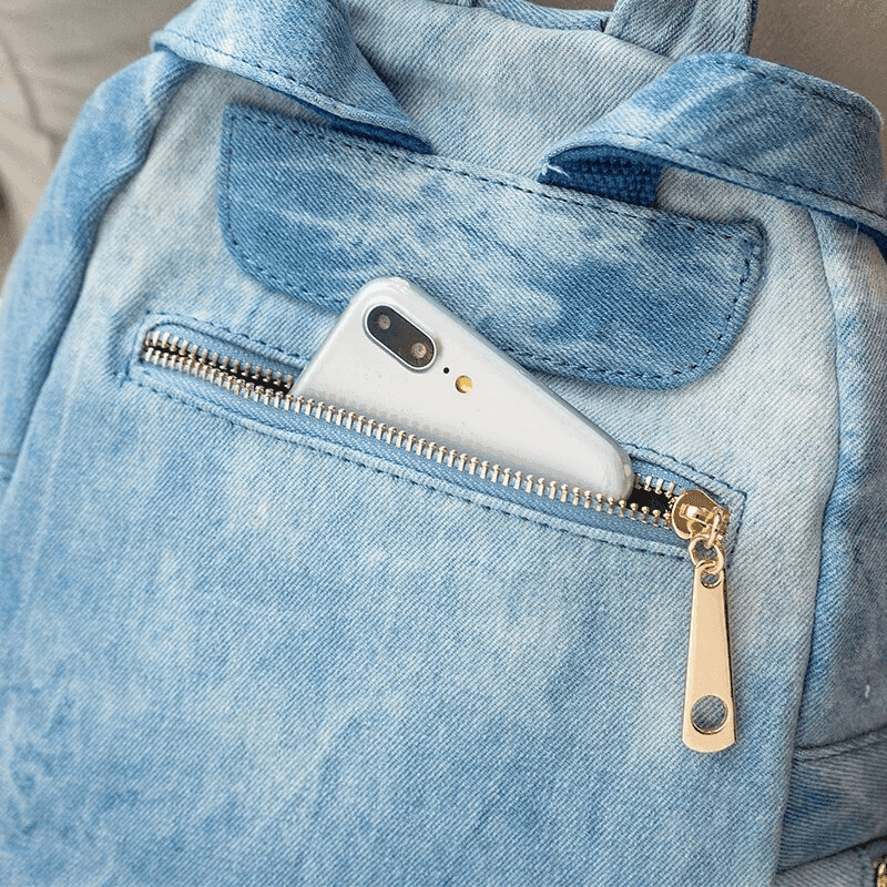 תיק מעצב מג'ינס מקורי בגיזרה קלילה ונשית בשילוב טלאי פרחים וחרוזי פנינה - לה איסלה