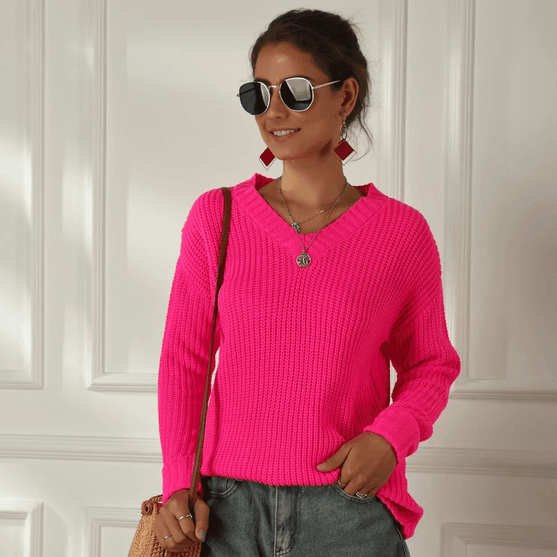 סריג נאון בגיזרת וי נשית עדינה להופעה תרגישי בה אופנתית ונכונה מתמיד - לה איסלה