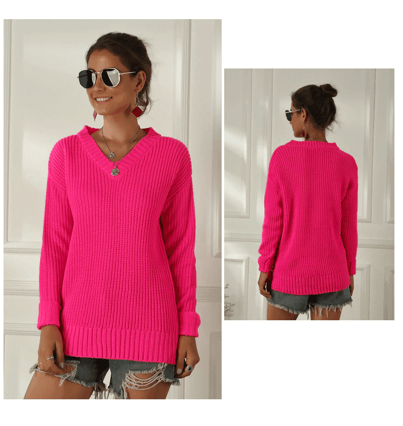 סריג נאון בגיזרת וי נשית עדינה להופעה תרגישי בה אופנתית ונכונה מתמיד - לה איסלה