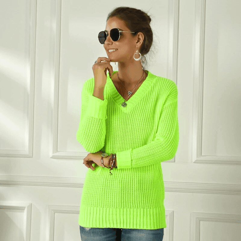 סריג נאון בגיזרת וי נשית עדינה להופעה תרגישי בה אופנתית ונכונה מתמיד - לה איסלה