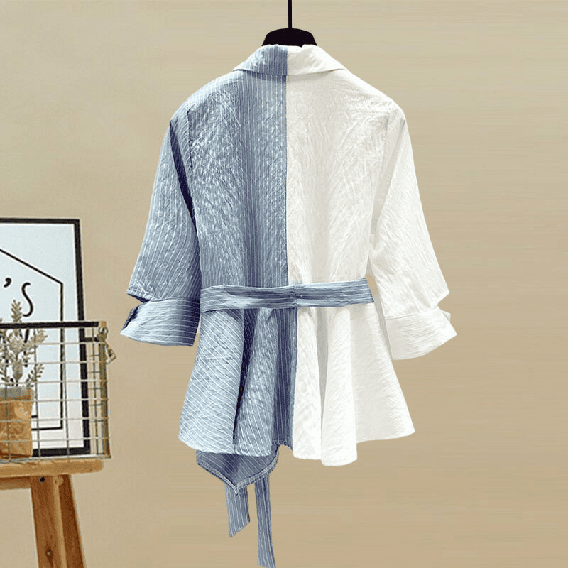 סט מדוייק מניו יורק של מכנס ג'ינס רחב ואופנתי וחולצה בסיגנון אלגנטי שיקי ללוק מ-ה-מ-ם - לה איסלה