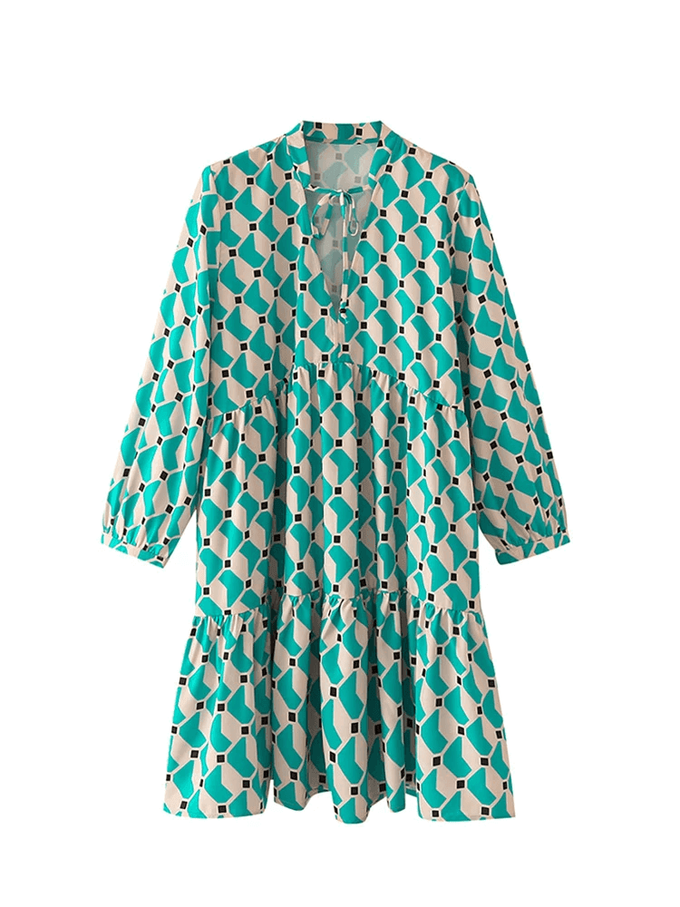 שמלת פשתן בגיזרה רחבה לקיץ להופעה בסיגנון אתני מרהיב וללוק של אישה אופנתית - לה איסלה