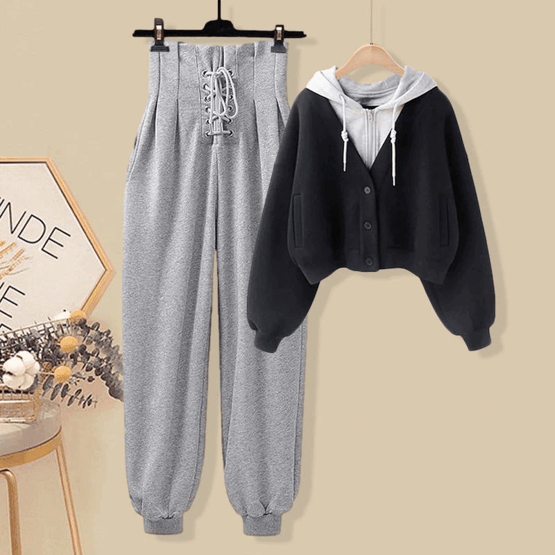 סט כותנה מ-ש-ג-ע בסטייל של אופנת רחוב ספורטיבית ללוק נשי קליל ואופנתי - לה איסלה