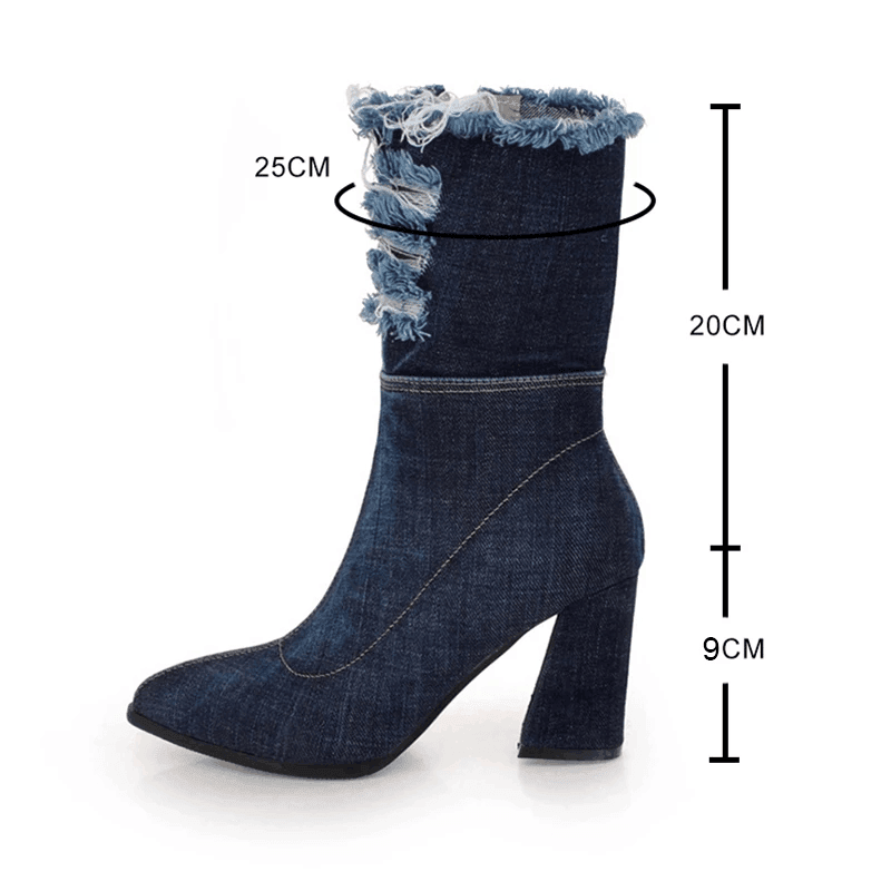 מגפון ג'ינס גבוה בגימור פרווה מפבנים ללוק נשי מברצלונה ולהופעה ממגנטת שלך - לה איסלה