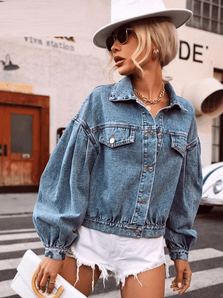 ג'קט ג'ינס מושלם בגימור שרוולים תפוחים להופעה נשית יוקרתית וללוק מושקע שלך - לה איסלה