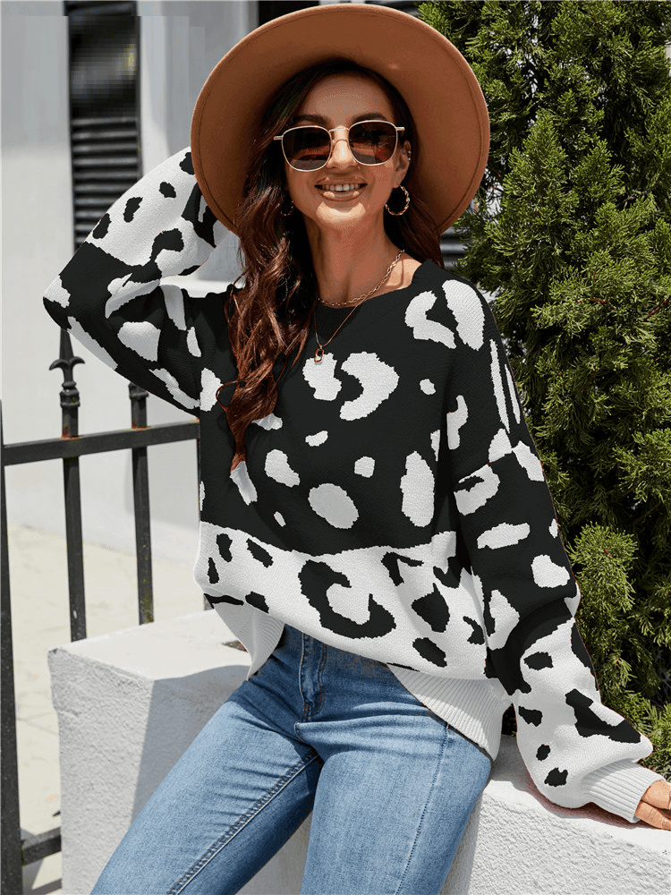 סריג בסגנון מנומר עם שרוולים תפוחים ללוק של אישה בולטת ולהופעה מושלמת - לה איסלה