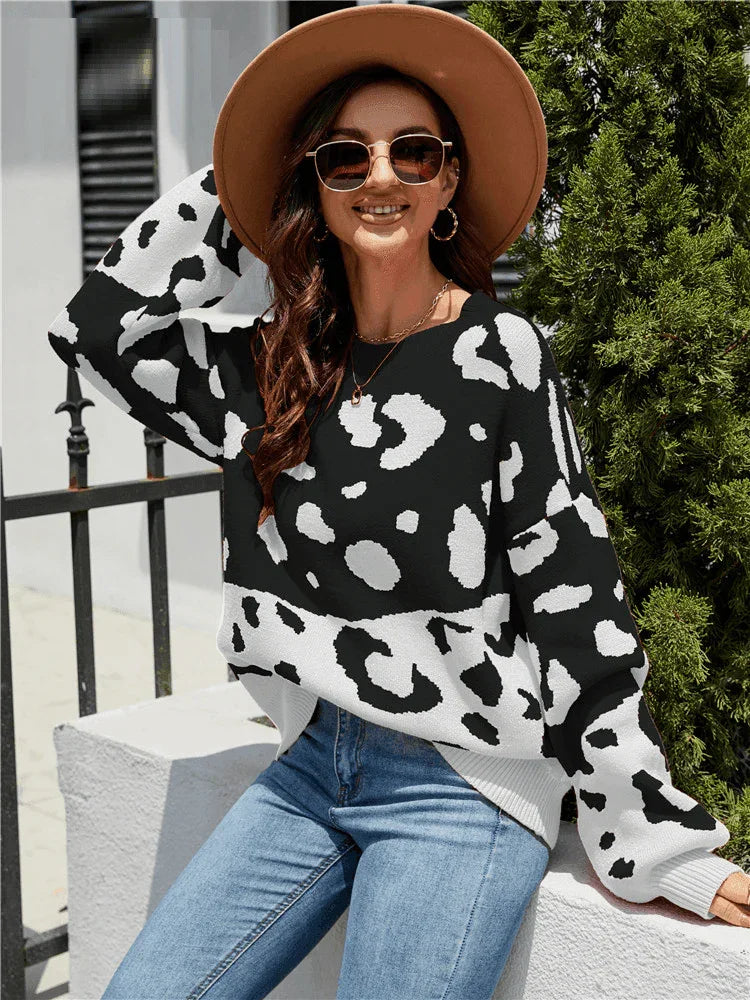 סריג בסגנון מנומר עם שרוולים תפוחים ללוק של אישה בולטת ולהופעה מושלמת - לה איסלה