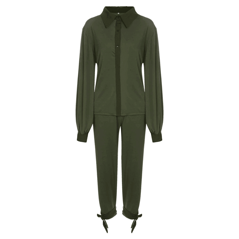 חליפה משגעת מבד נעים של חולצה מכופתרת ומכנס מנג'ט מאיטליה - לה איסלה